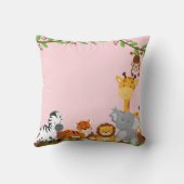 Coussin mignon rose d'animaux de bébé de jungle (Verso)