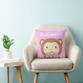 Coussin Mignon Singe Kawaii avec des Fleurs  (Chaise)