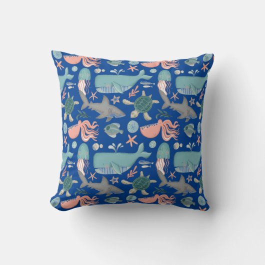 Coussin Mignon Sous Le Motif D'Animaux De Mer (Recto)