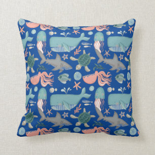 Coussin Mignon Sous Le Motif D'Animaux De Mer