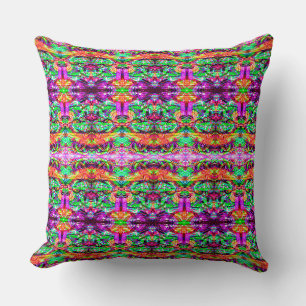 Coussin Mignon tribal néon abstrait symétrique coloré