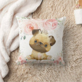 Coussin Mignonne Adorable Carlin Chien Blush Rose Floral G (Couverture)