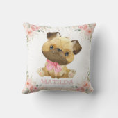 Coussin Mignonne Adorable Carlin Chien Blush Rose Floral G (Verso)