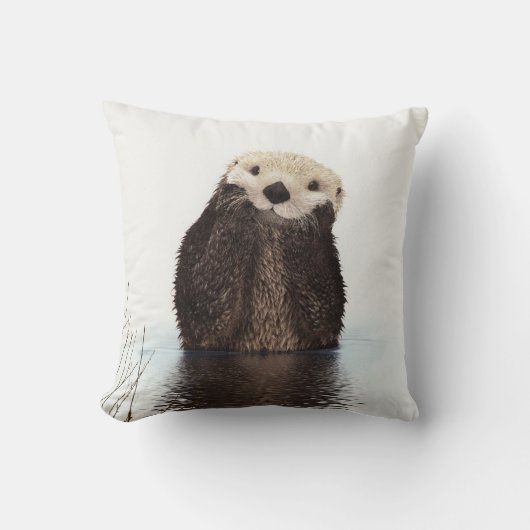 Coussin Mignonne adorable loutre animale duveteuse (Recto)