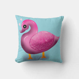 Coussin Mignonne Art de Pépinière Canard Rose et Cœurs