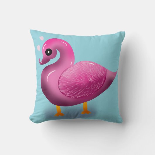 Coussin Mignonne Art de Pépinière Canard Rose et Cœurs (Recto)