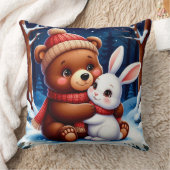 Coussin Mignonne Bear Holding Bunny (Couverture)