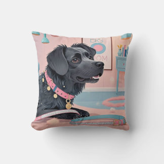 Coussin Mignonne chien rose bleu pâle maman chien
