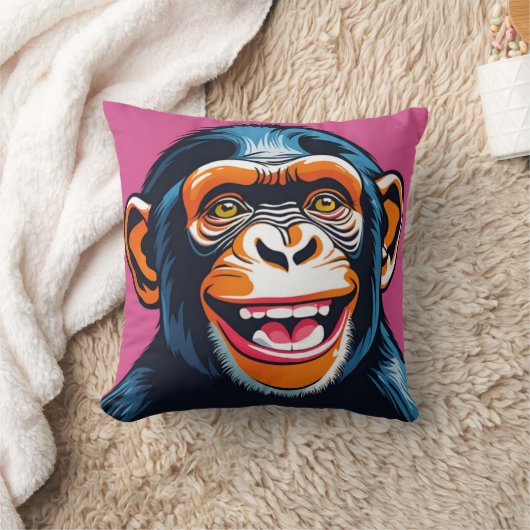 Coussin Mignonne Chimpanzée rit (Couverture)