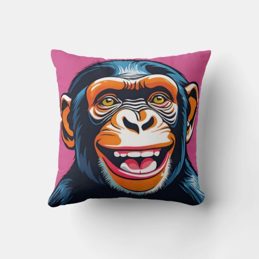 Coussin Mignonne Chimpanzée rit (Verso)