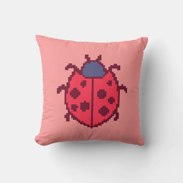 Coussin Mignonne coccinelle pixelisée insecte  (Recto)