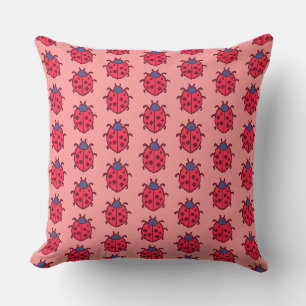 Coussin Mignonne coccinelle pixelisée insecte 