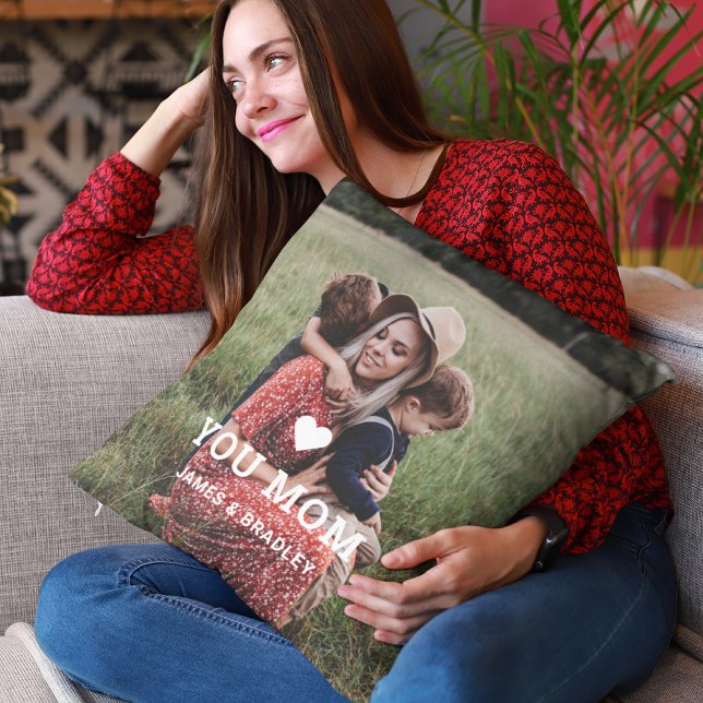 Coussin Mignonne COEUR T'AIME MÈRE Fête des Mères Photo (Créateur téléchargé)