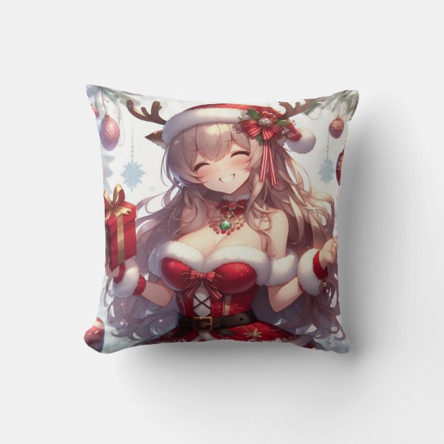 Coussin mignonne fille de Noël anime (Recto)