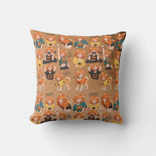 Coussin Mignonne fille renard anime Halloween Expressions