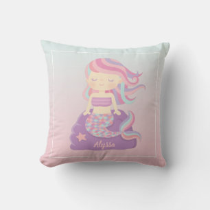 Coussin Mignonne Fille Sirène Ombre Décor Couleur Jeu Orei