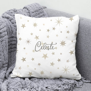 Coussin Mignonne Genre Neutre Blanc Silver Star Élégant
