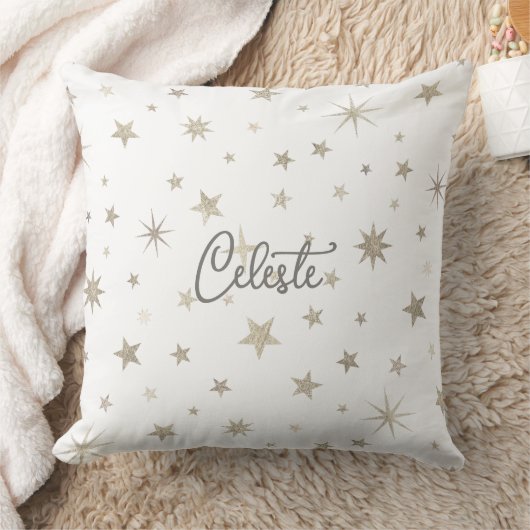 Coussin Mignonne Genre Neutre Blanc Silver Star Élégant (Couverture)
