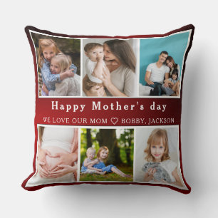 Coussin Mignonne I LOVE YOU MOM Happy Mother Day Photo Col