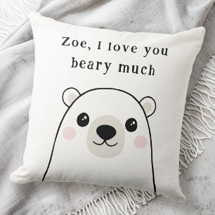 Coussin Mignonne Je t'aime baiser beaucoup d'ours polaire