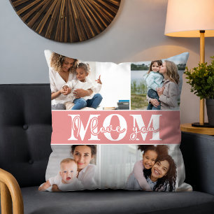 Coussin Mignonne JE T'AIME MOM Fête des Mères Photo