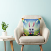 Coussin Mignonne lapin blanc avec oeufs de Pâques (Chaise)