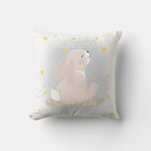 Coussin Mignonne lapin et étoiles d'or.