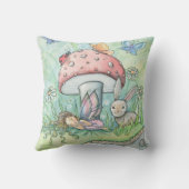 Coussin Mignonne lapin et les filles de champignons de fée (Verso)