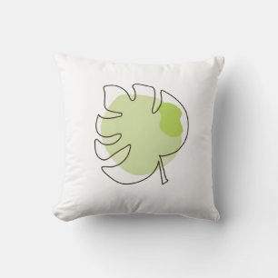 Coussin Mignonne ligne art tropical isolé feuillage vert