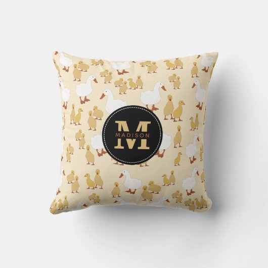 Coussin Mignonne Mère Canard & Bébé Motif Monogramme (Verso)