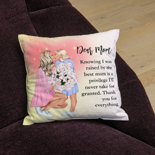 Coussin Mignonne mère et fille avec msg personnalisé coeur