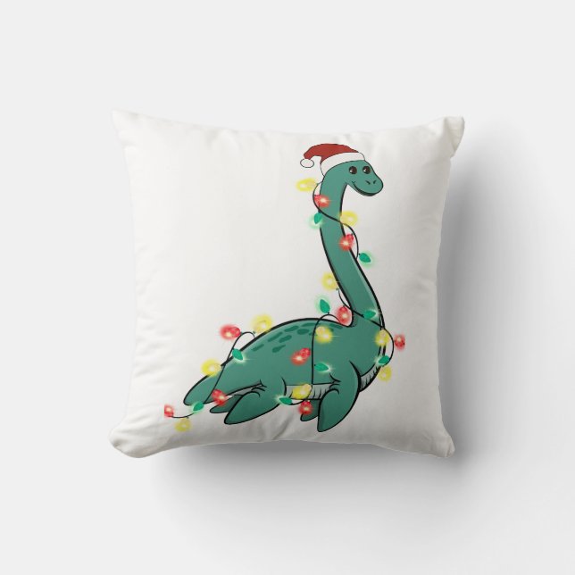 Coussin Mignonne monstre de Lochness Noël (Recto)