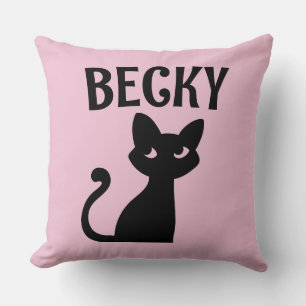 Coussin Mignonne noir CAT PERSONNALISÉ AJOUTER LE NOM FILL