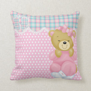Coussin Mignonne Ours Aux Pajamas Roses