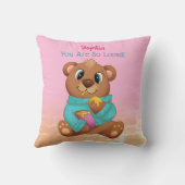 Coussin Mignonne Ours Manger du miel, Nom et message de l' (Verso)