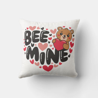 Coussin Mignonne Ourson Bee Mine Saint Valentin