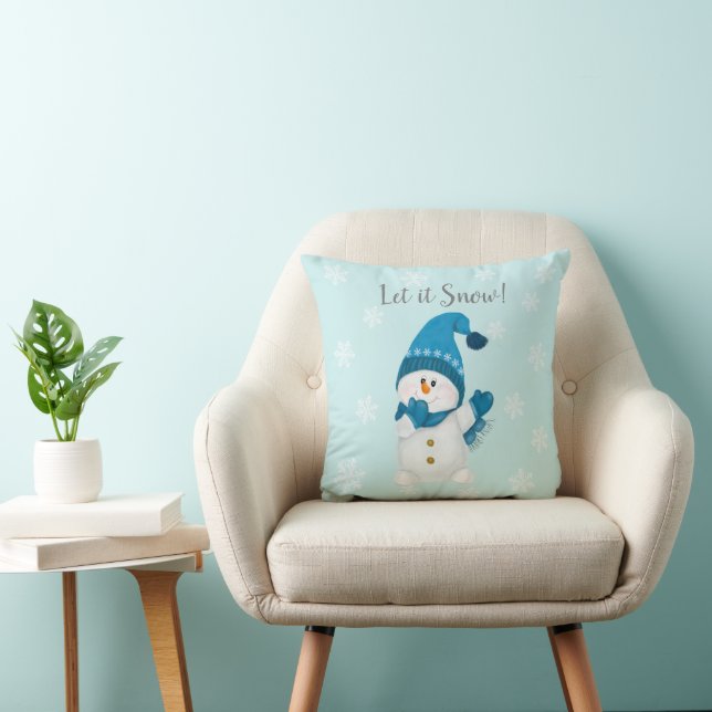 Coussin Mignonne Petit Snowman Laisse-Le Neiger ! Joyeux N (Chaise)