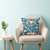 Coussin Mignonne petite sirène sous la mer avec du poisson (Chaise)