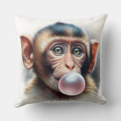 Coussin Mignonne Singe soufflant des bulles de bulle de go (Verso)