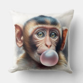 Coussin Mignonne Singe soufflant des bulles de bulle de go (Recto)