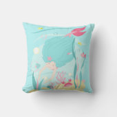 Coussin Mignonne Sirène Plongée sous l'Oreiller de mer (Recto)