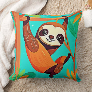 Coussin Mignonne Sloth pendue dans la jungle