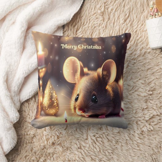 Coussin Mignonne souris fête Noël, coutume (Couverture)