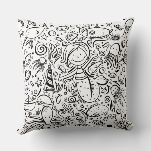 Coussin Mignonne sous la mer Sirène marine (Verso)