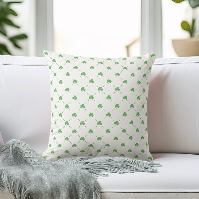 Coussin Mignonne St Patrick's Day Motif Shamrock vert (Créateur téléchargé)