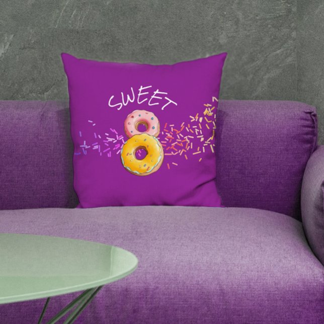 Coussin Mignonne Swete 8 Violet Donut D'Anniversaire Et Ph (Créateur téléchargé)