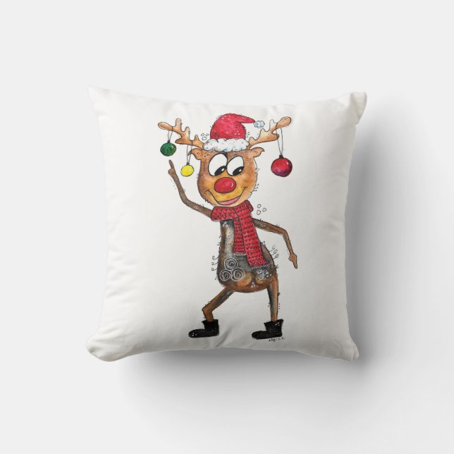 Coussin Mignonne Whimsical Dancing Christmas Deer (Recto)
