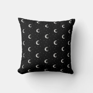 Coussin Mignonnes Lunes et Étoiles en noir et blanc