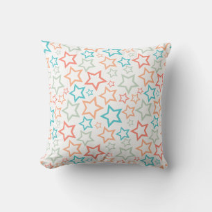 Coussin Mignonnes Pantoufles Été Rétro Pastel Étoiles Plag