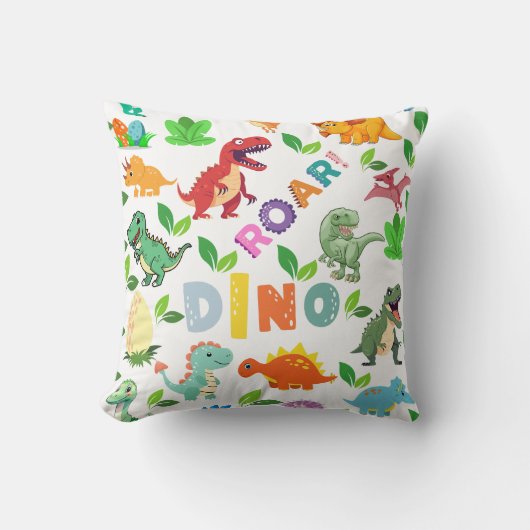 Coussin Mignonnes sortes de Dinosaures sans joint (Recto)